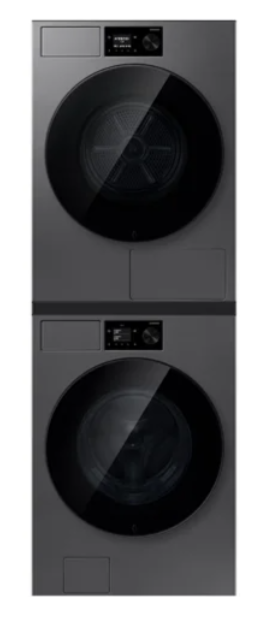삼성전자 비스포크 AI 원바디 세탁기 24kg + 건조기 20kg + 상단 설치 키트 (다크스틸) WF80H2420BDHS